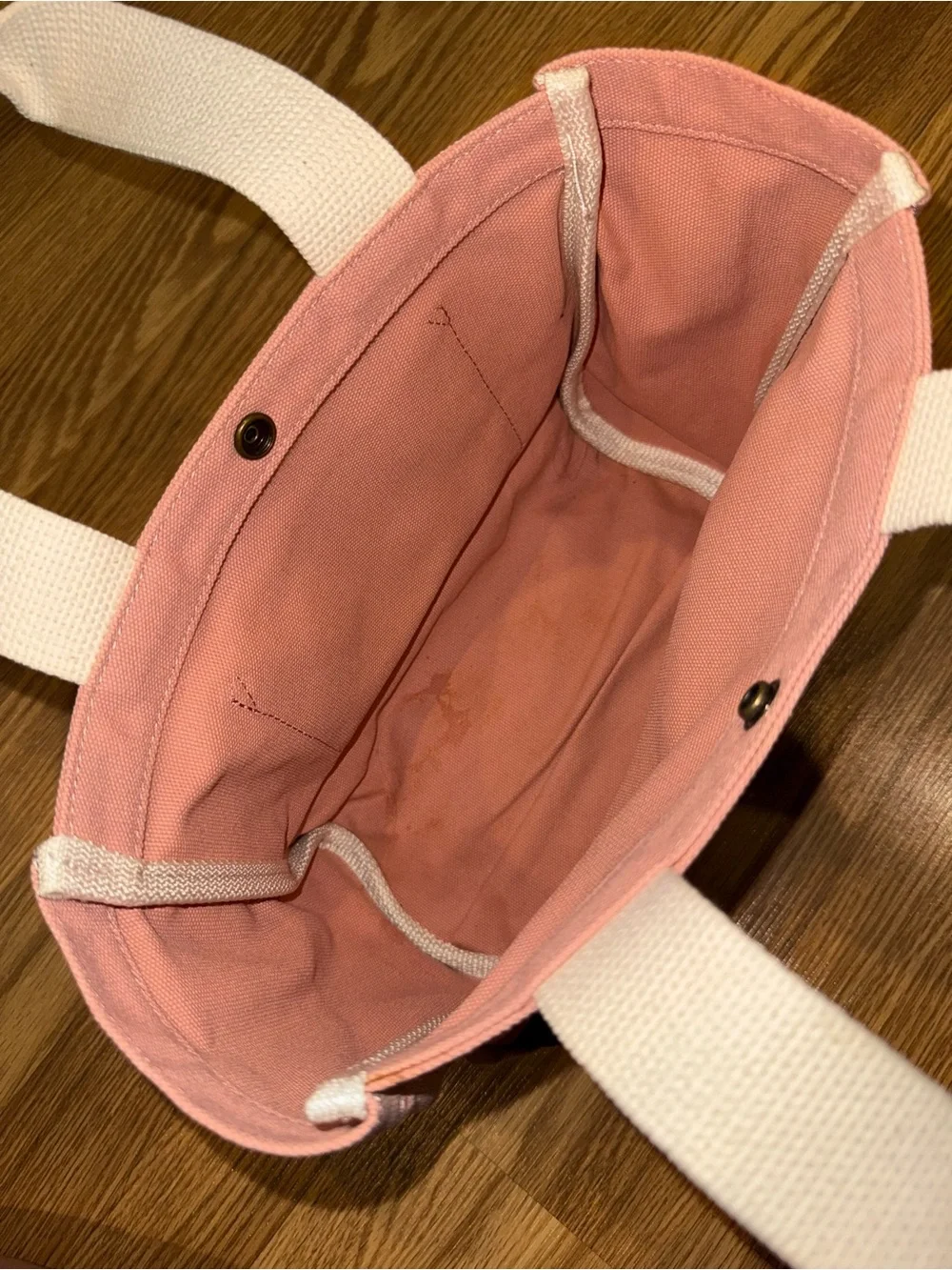 Birdling pink and navy color-blocked canvas mini tote